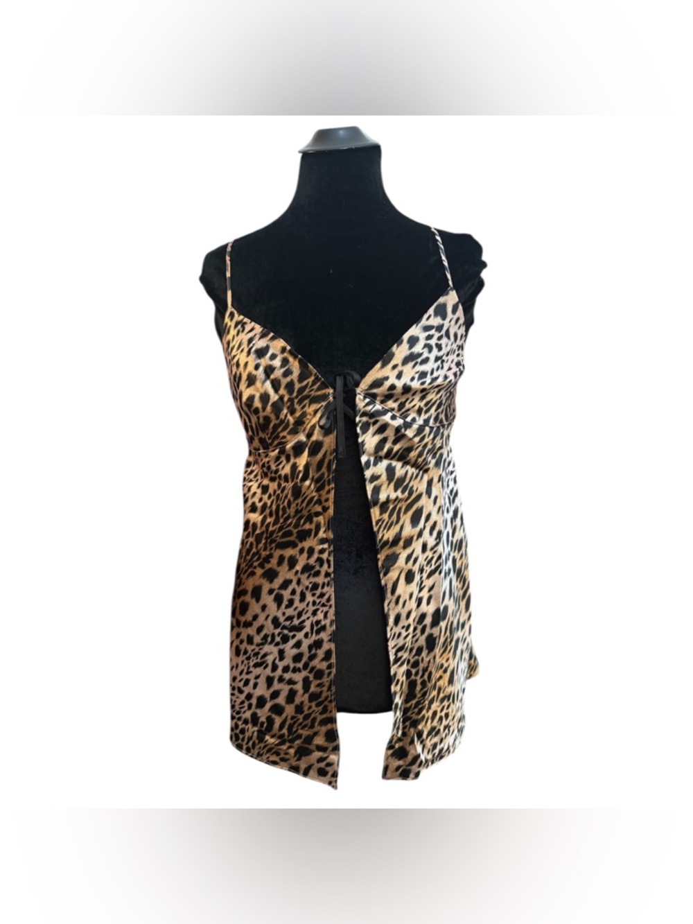 Y2K  Leopard Babydoll Lingerie Top